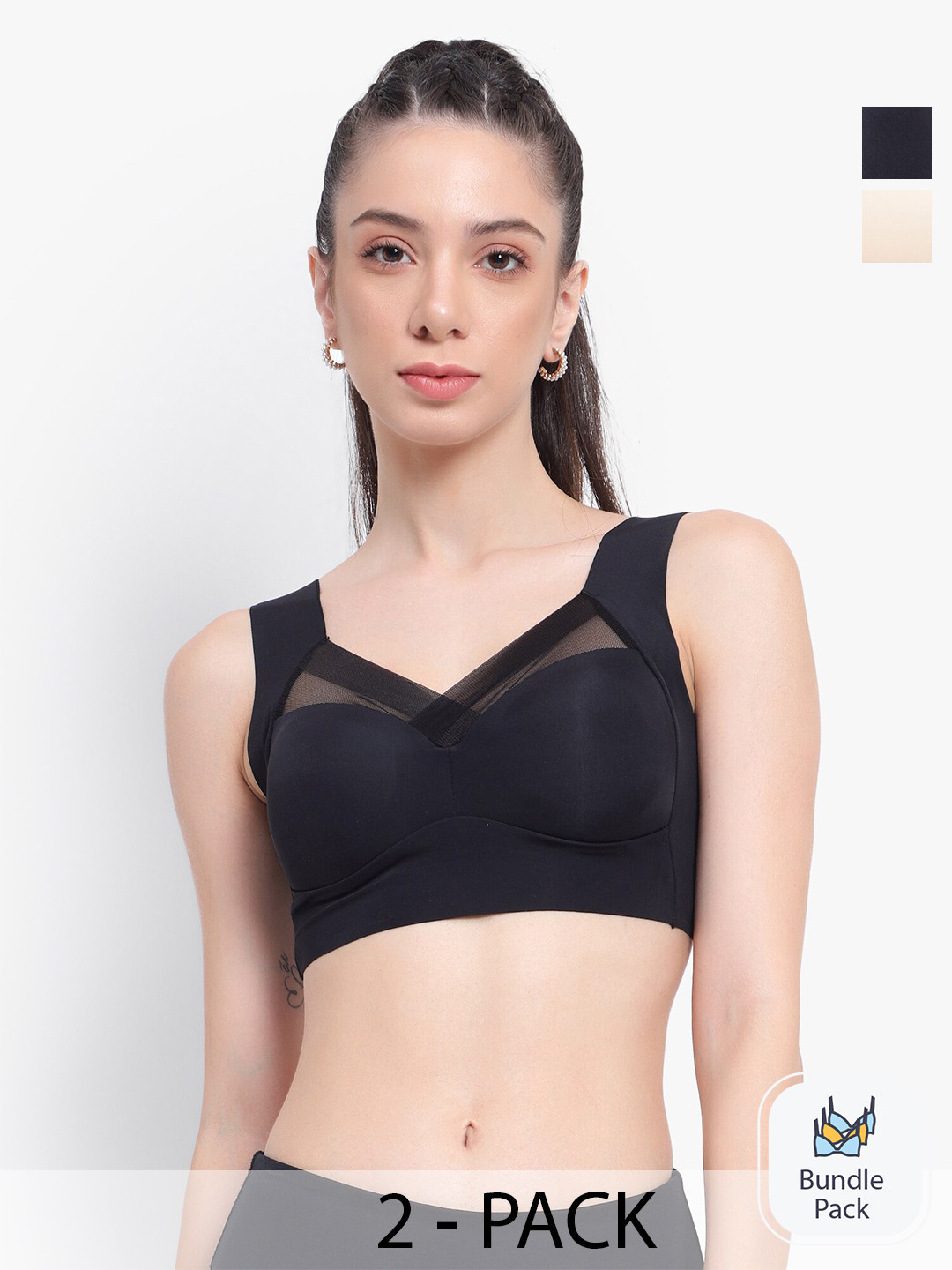 PARKHA Pack Of 2 Full Coverage Heavily Padded Workout Bra With 360 Degree Support, Black
PARKHA Pack Of 2 Full Coverage Heavily Padded Workout Bra With 360 Degree Support, Black