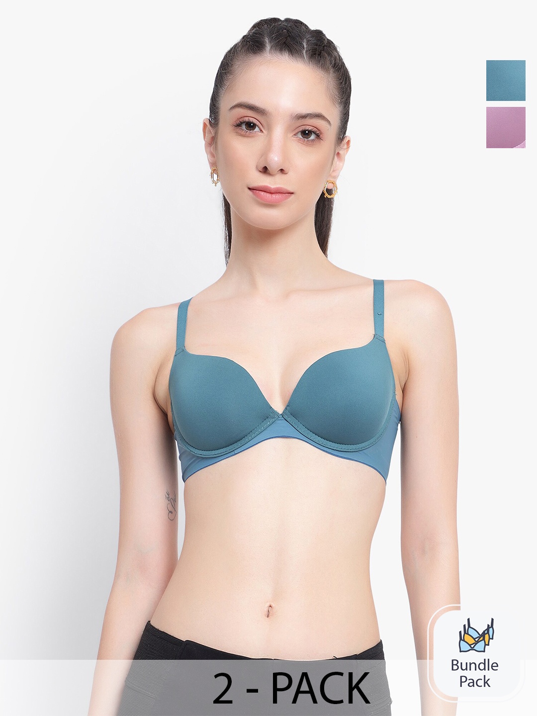 PARKHA Pack Of 2 Half Coverage Underwired Heavily Padded Bra 360 Degree Support, Purple
PARKHA Pack Of 2 Half Coverage Underwired Heavily Padded Bra 360 Degree Support, Purple