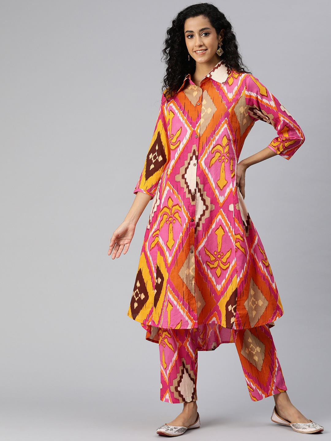 Readiprint Fashions Women Printed Panelled A-Line Pure Cotton Kurta with Palazzos, Multi
Readiprint Fashions Women Printed Panelled A-Line Pure Cotton Kurta with Palazzos, Multi