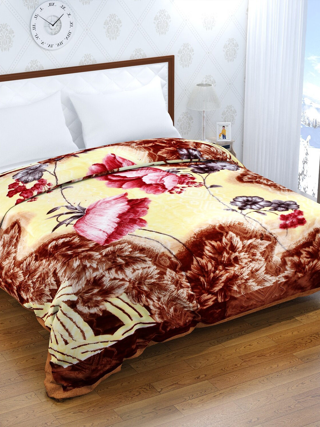 Florida Cream & Brown Floral Printed Mink Heavy Winter 900 GSM Double Bed Blanket
Florida Cream & Brown Floral Printed Mink Heavy Winter 900 GSM Double Bed Blanket