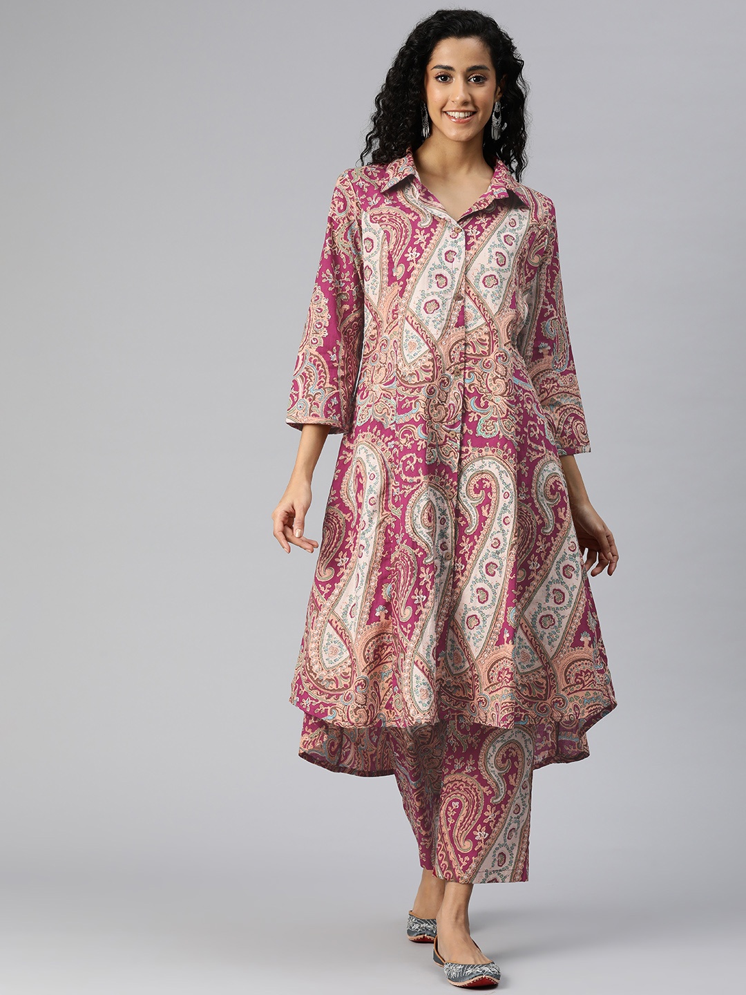 Readiprint Fashions Women Paisley Printed A-Line Pure Cotton Kurta with Palazzos, Purple
Readiprint Fashions Women Paisley Printed A-Line Pure Cotton Kurta with Palazzos, Purple