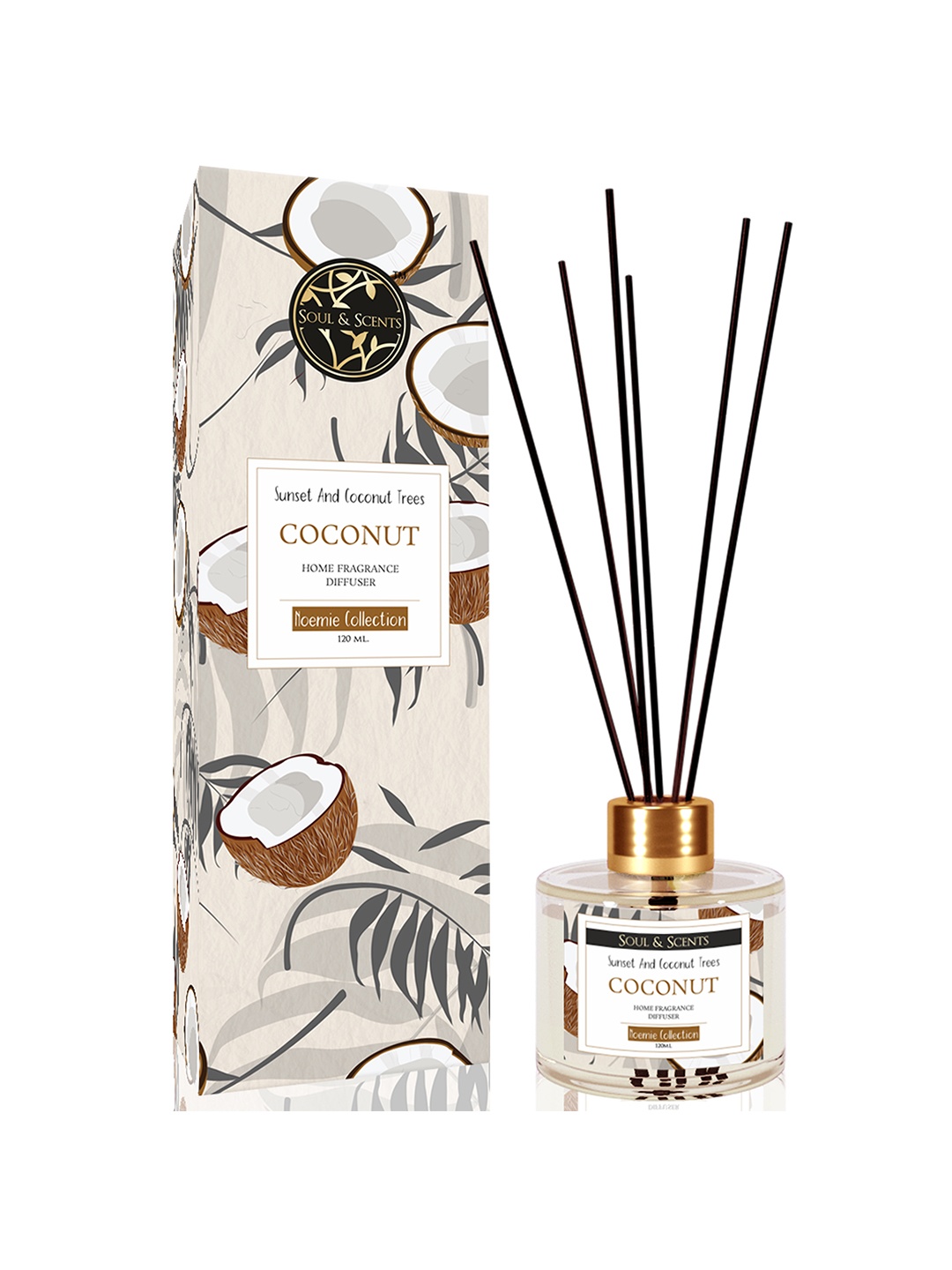 SOUL & SCENTS Coconut Fragrance Reed Diffuser With 6 Pieces Reed Sticks 120 ml, Transparent
SOUL & SCENTS Coconut Fragrance Reed Diffuser With 6 Pieces Reed Sticks 120 ml, Transparent