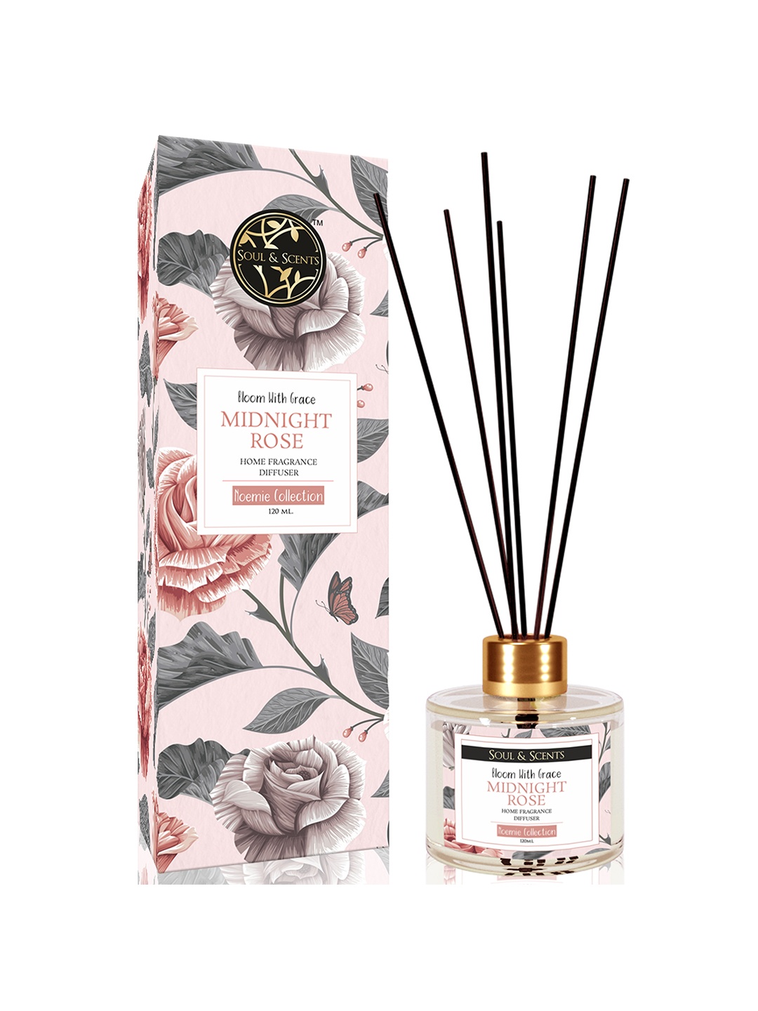 SOUL & SCENTS Midnight Rose Fragrance Reed Diffuser With 6 Pieces Reed Sticks 120 ml, Transparent
SOUL & SCENTS Midnight Rose Fragrance Reed Diffuser With 6 Pieces Reed Sticks 120 ml, Transparent