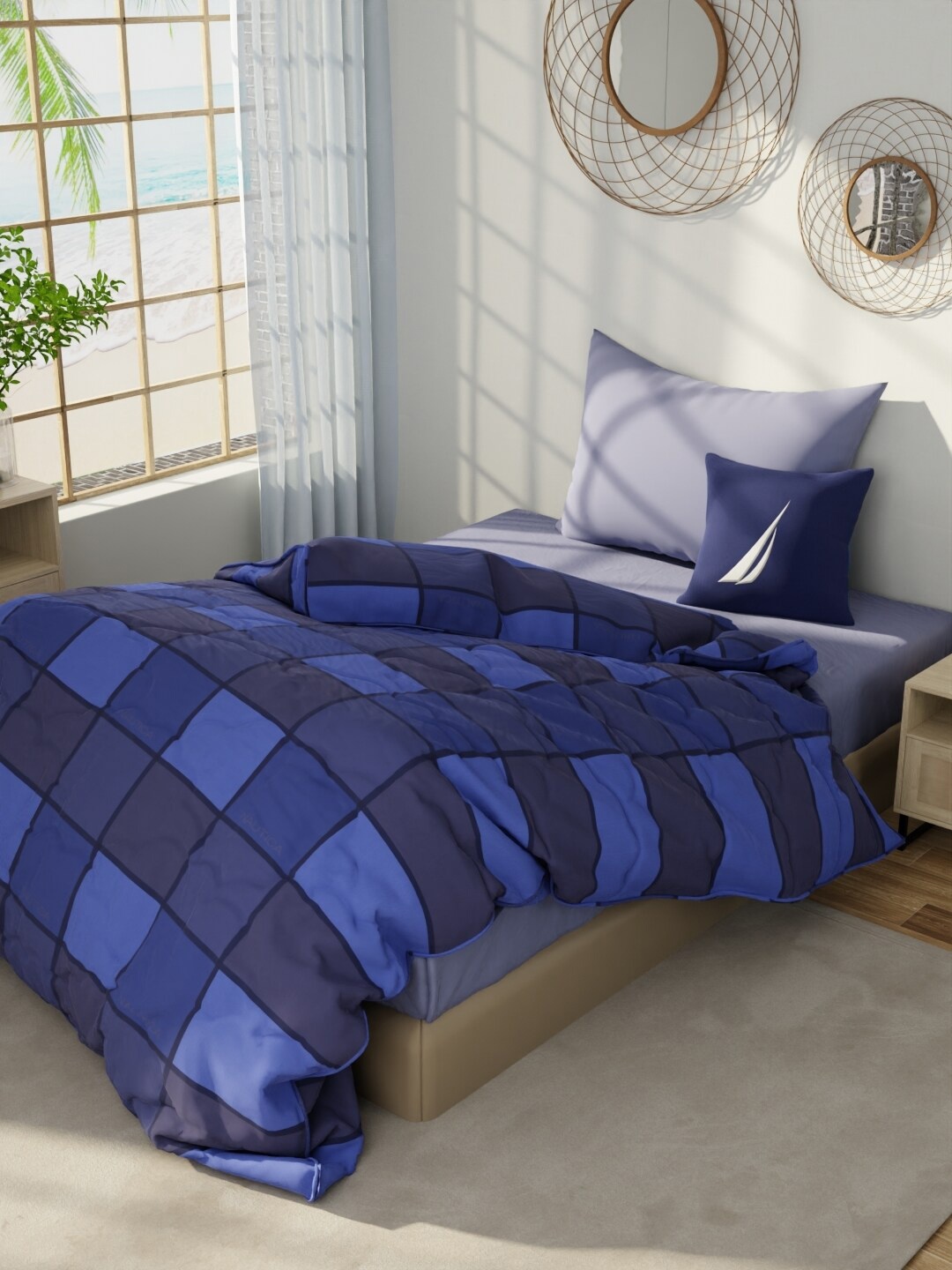 Nautica HAMPTON Blue & Navy Blue Checked Cotton AC Room 150 GSM Single Bed Comforter
Nautica HAMPTON Blue & Navy Blue Checked Cotton AC Room 150 GSM Single Bed Comforter
