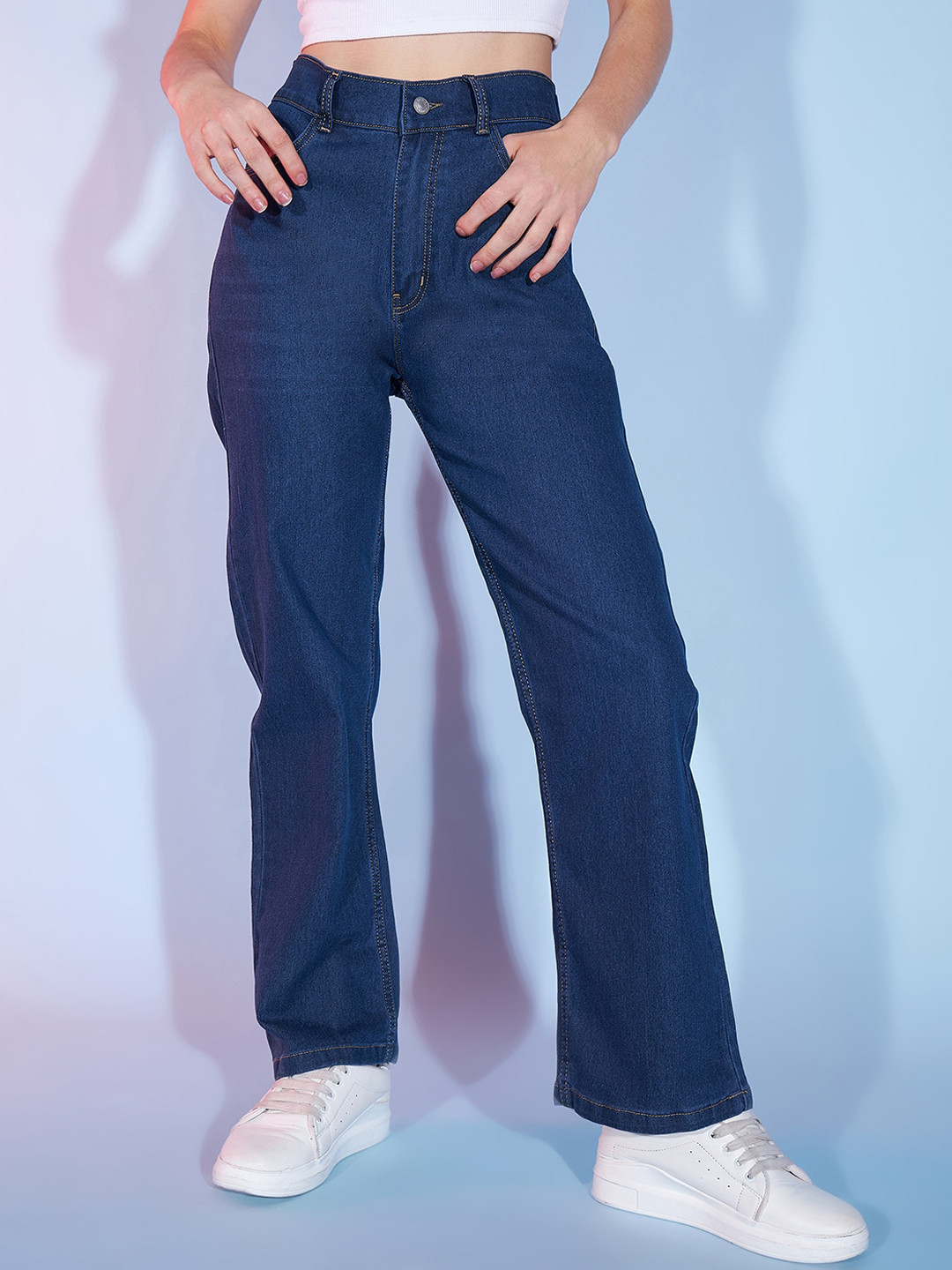 River Of Design Jeans Women Original Straight Fit High-Rise Clean Look Cotton Jeans, Blue
River Of Design Jeans Women Original Straight Fit High-Rise Clean Look Cotton Jeans, Blue