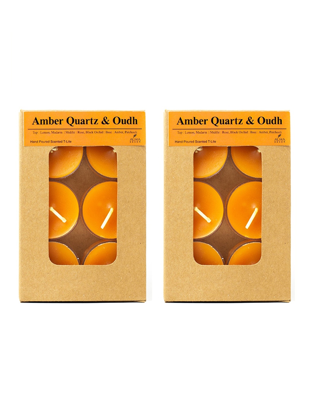 AuraDecor Orange 12 Pieces Acrylic Lead-Free Amber Quartz & Oudh Scented Tealight Candles
AuraDecor Orange 12 Pieces Acrylic Lead-Free Amber Quartz & Oudh Scented Tealight Candles