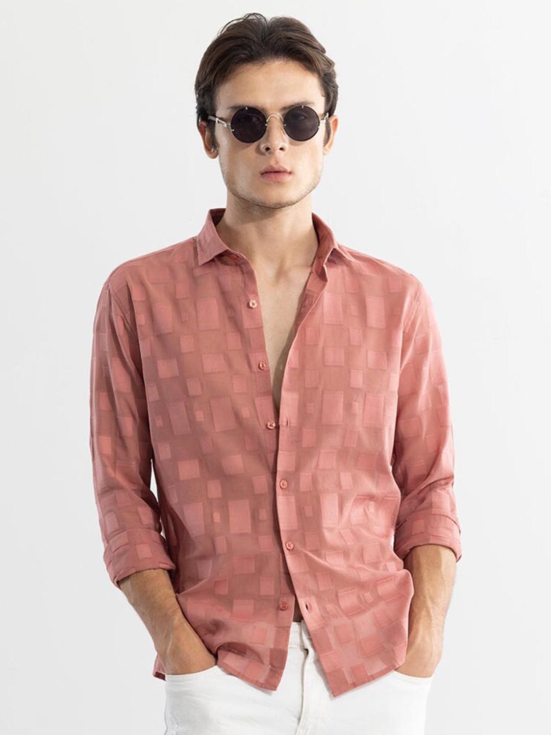 Snitch Pink Classic Slim Fit Self Design Spread Collar Long Sleeve Cotton Casual Shirt
Snitch Pink Classic Slim Fit Self Design Spread Collar Long Sleeve Cotton Casual Shirt