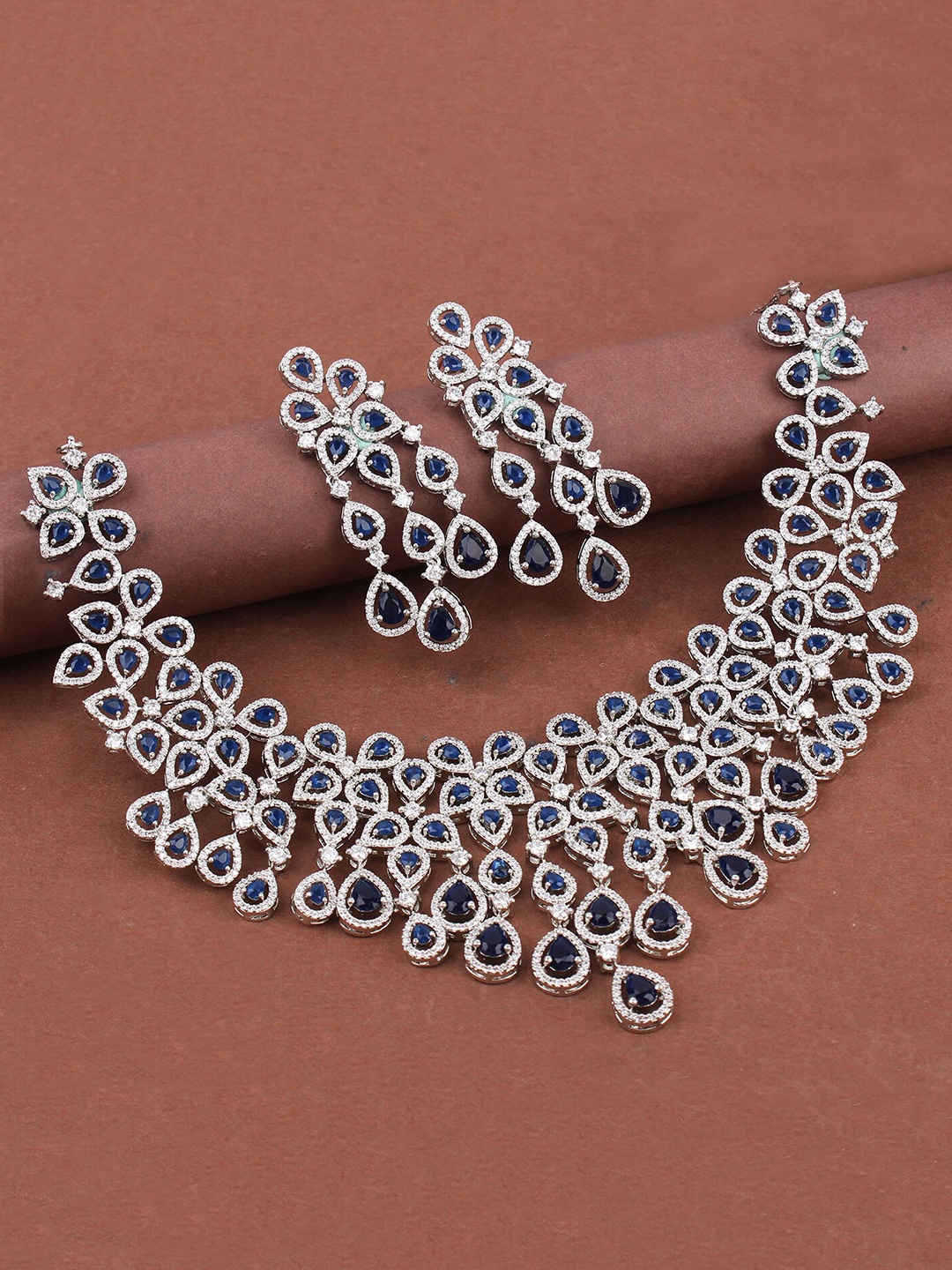 Mirana Davina Rhodium-Plated American Diamond Studded Necklace With Earrings, Silver
Mirana Davina Rhodium-Plated American Diamond Studded Necklace With Earrings, Silver