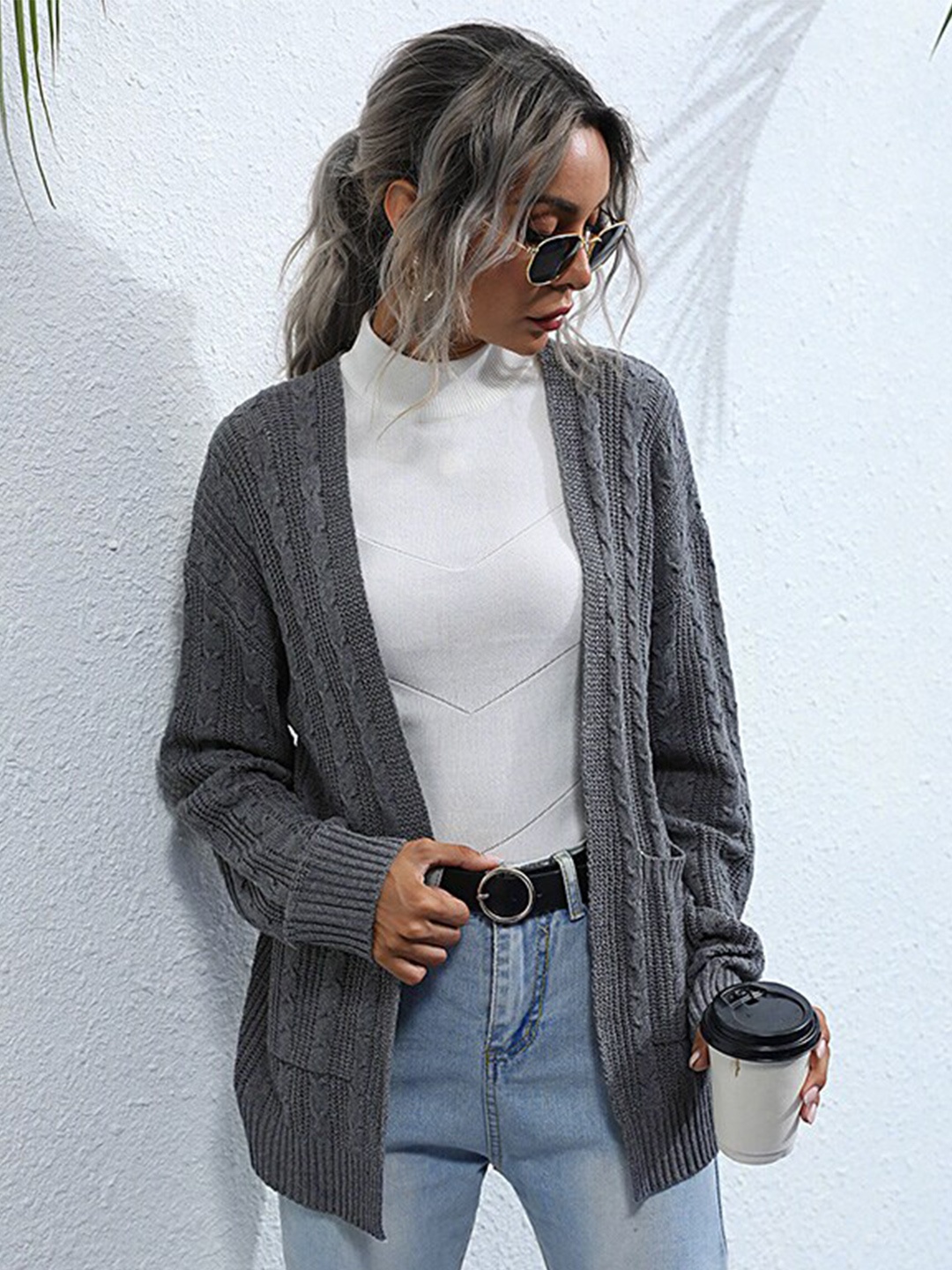 StyleCast Grey Cable Knit Shawl Collar Drop-Shoulder Sleeves Longline Front-Open Sweater
StyleCast Grey Cable Knit Shawl Collar Drop-Shoulder Sleeves Longline Front-Open Sweater