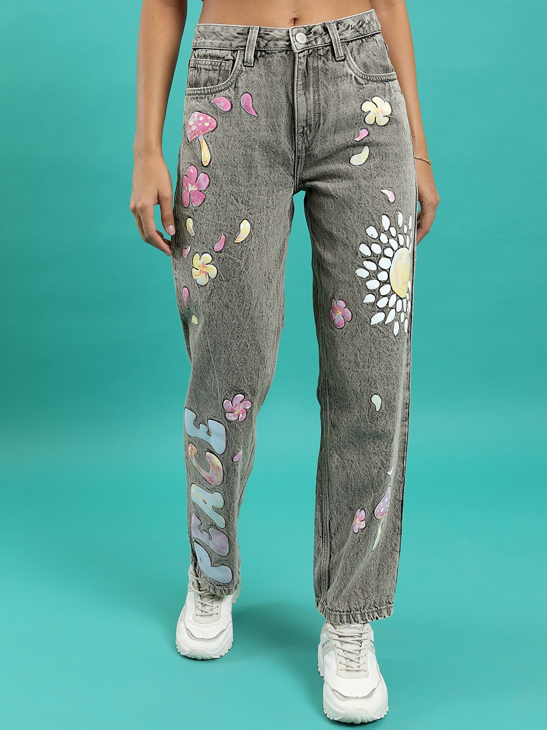 Tokyo Talkies Women Grey Typography Printed Dad Fit High Rise Light Fade Cotton Jeans
Tokyo Talkies Women Grey Typography Printed Dad Fit High Rise Light Fade Cotton Jeans