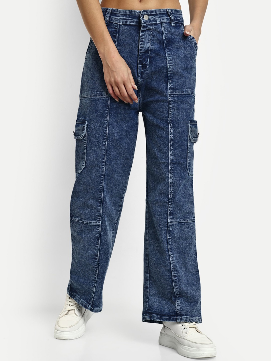 BROADSTAR Women Smart Wide Leg Mid-Rise Light Fade Clean Look Stretchable Jeans, Blue
BROADSTAR Women Smart Wide Leg Mid-Rise Light Fade Clean Look Stretchable Jeans, Blue