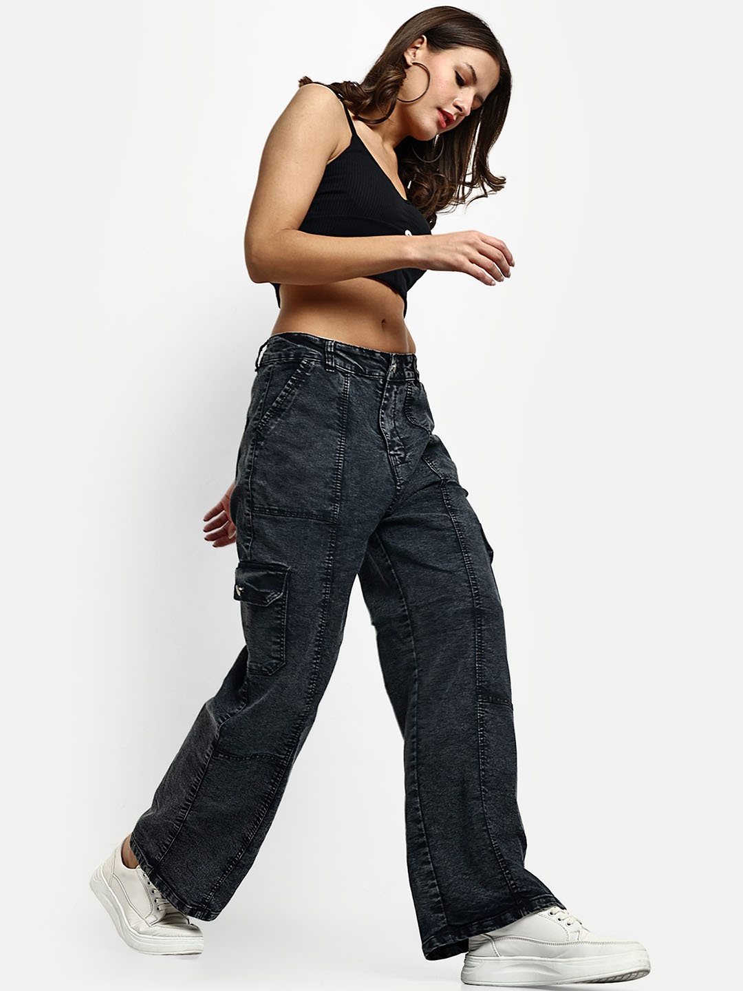 Next One Women Smart Wide Leg High-Rise Light Fade Clean Look Stretchable Denim Cargo, Black
Next One Women Smart Wide Leg High-Rise Light Fade Clean Look Stretchable Denim Cargo, Black