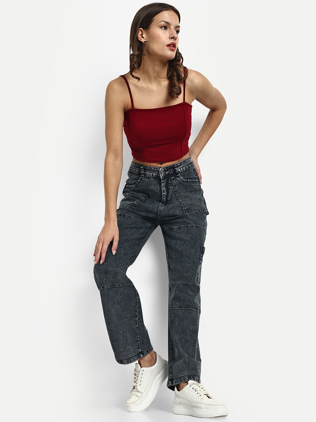 Next One Women Smart Wide Leg High-Rise Light Fade Clean Look Stretchable Denim Cargo, Black
Next One Women Smart Wide Leg High-Rise Light Fade Clean Look Stretchable Denim Cargo, Black