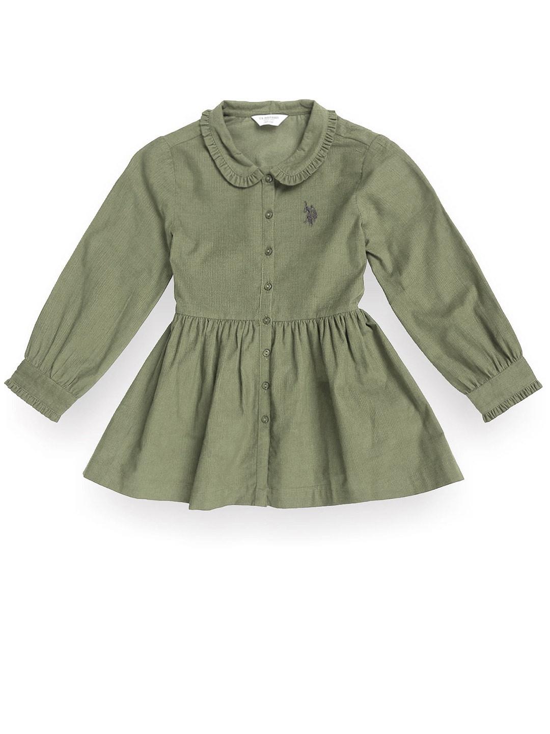 U.S. Polo Assn. Kids Girls Peter Pan Collar Fit and Flare Pure Cotton Corduroy Dress, Green
U.S. Polo Assn. Kids Girls Peter Pan Collar Fit and Flare Pure Cotton Corduroy Dress, Green