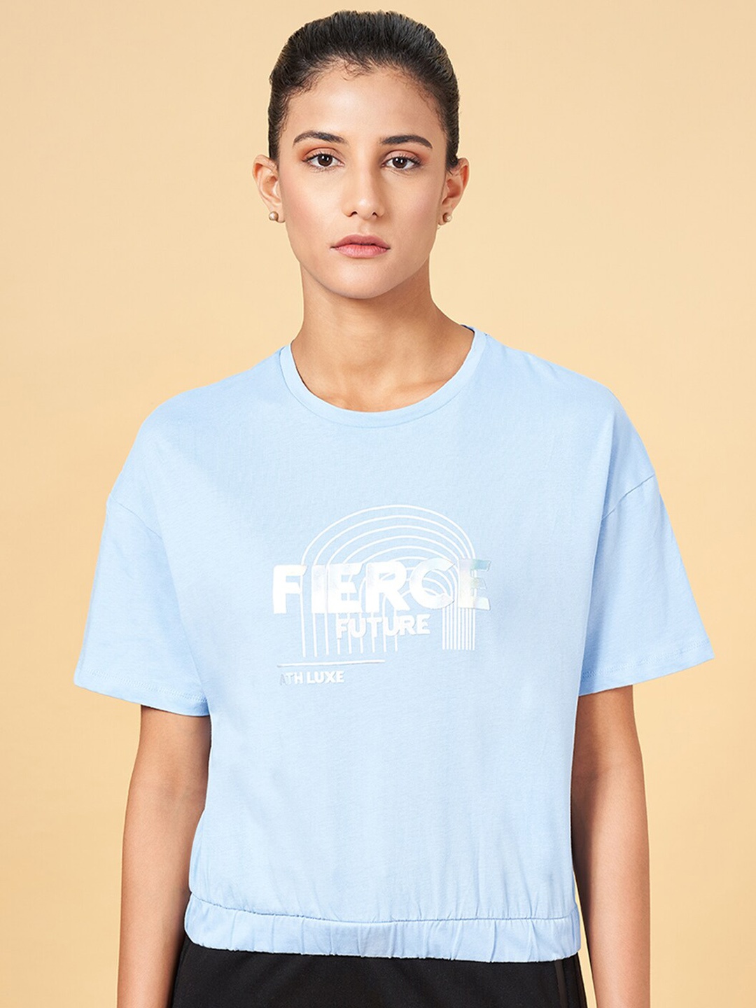 Ajile by Pantaloons Typography Printed Drop-Shoulder Sleeves Relaxed Fit Cotton T-shirt, Blue
Ajile by Pantaloons Typography Printed Drop-Shoulder Sleeves Relaxed Fit Cotton T-shirt, Blue