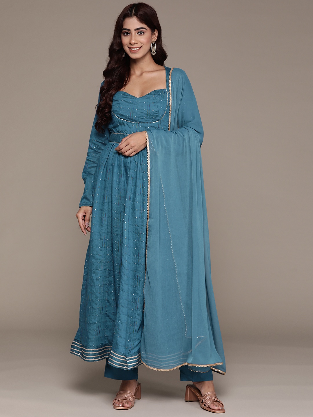 aarke Ritu Kumar Embroidered Pleated Gotta Patti Kurta with Trousers & Dupatta, Blue
aarke Ritu Kumar Embroidered Pleated Gotta Patti Kurta with Trousers & Dupatta, Blue