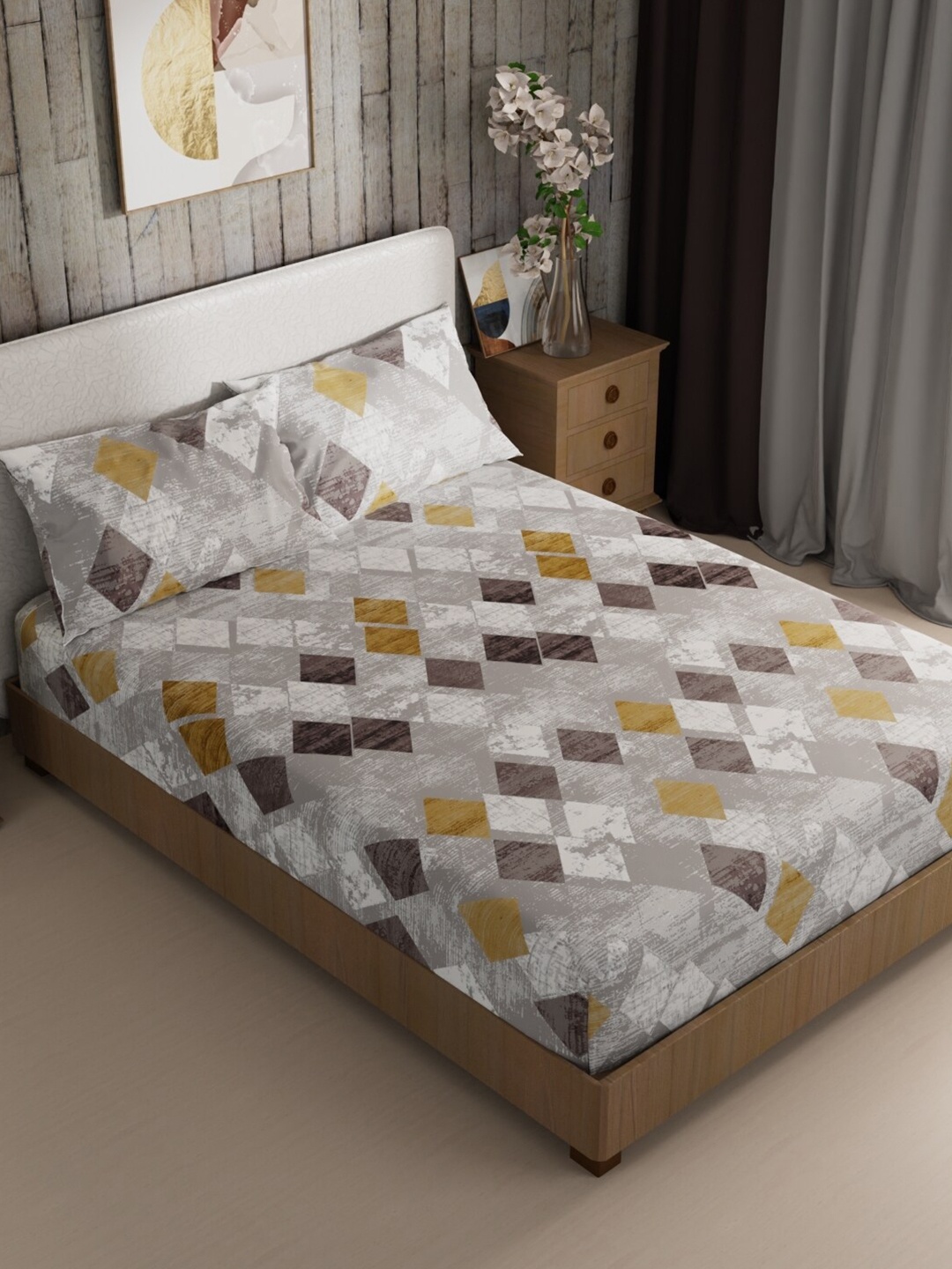 BIANCA Mikasa Grey & Yellow Printed Microfiber 200 TC King Bedsheet with 2 Pillow Covers
BIANCA Mikasa Grey & Yellow Printed Microfiber 200 TC King Bedsheet with 2 Pillow Covers