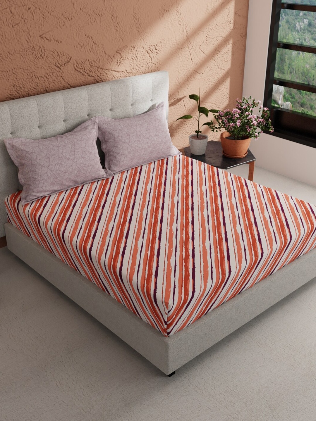 BIANCA Giodeno Coral & Purple Striped 144 TC Cotton King Bedsheet with 2 Pillow Covers
BIANCA Giodeno Coral & Purple Striped 144 TC Cotton King Bedsheet with 2 Pillow Covers