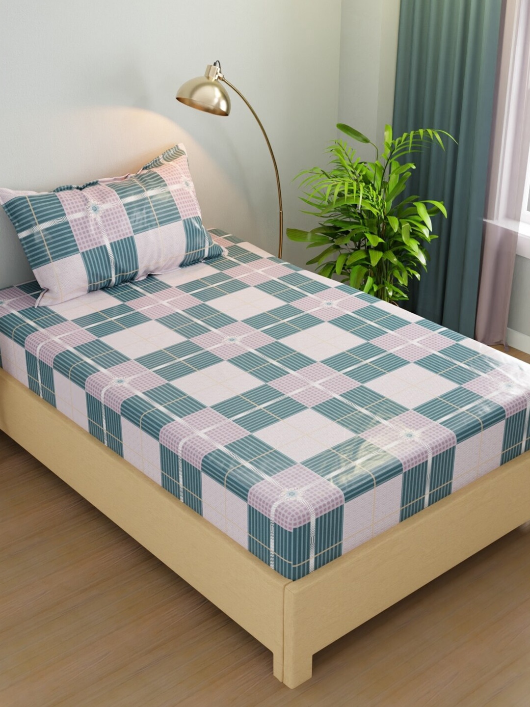 BIANCA Rivera Lavender Green Geometric Microfiber 200 TC Bedsheet With 1 Pillow Covers
BIANCA Rivera Lavender Green Geometric Microfiber 200 TC Bedsheet With 1 Pillow Covers