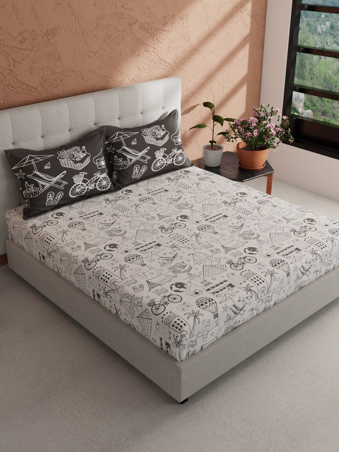BIANCA Giodeno White & Grey Printed Cotton 144 TC King Bedsheet with 2 Pillow Covers
BIANCA Giodeno White & Grey Printed Cotton 144 TC King Bedsheet with 2 Pillow Covers