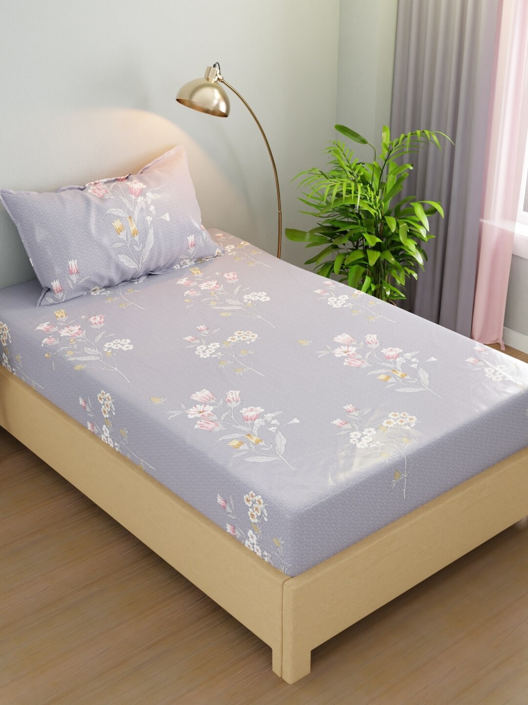 BIANCA RIVERA Grey Floral Microfiber 200 TC Single Bedsheet with 1 Pillow Cover
BIANCA RIVERA Grey Floral Microfiber 200 TC Single Bedsheet with 1 Pillow Cover