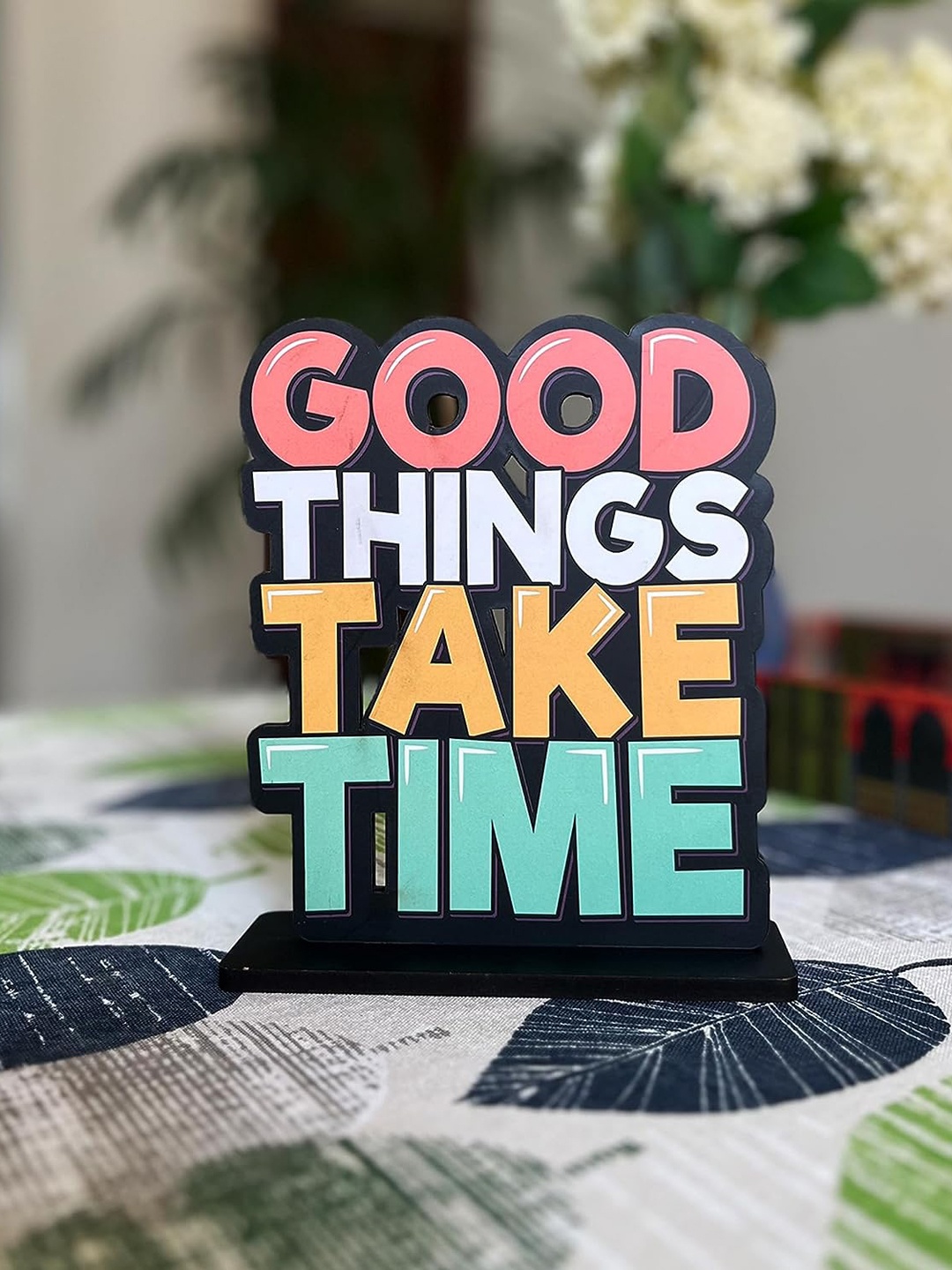 Kastner Black & White Good Things Take Time Wood Figurine Showpiece