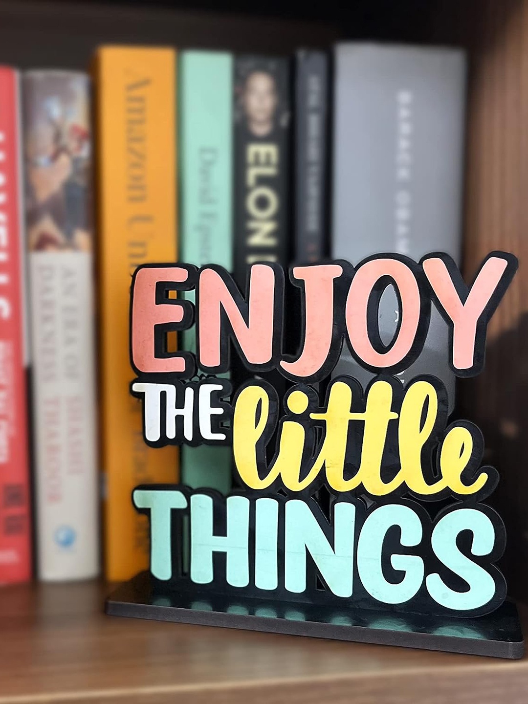 Kastner Black & Peach Enjoy The Little Things Wood Figurine Showpiece