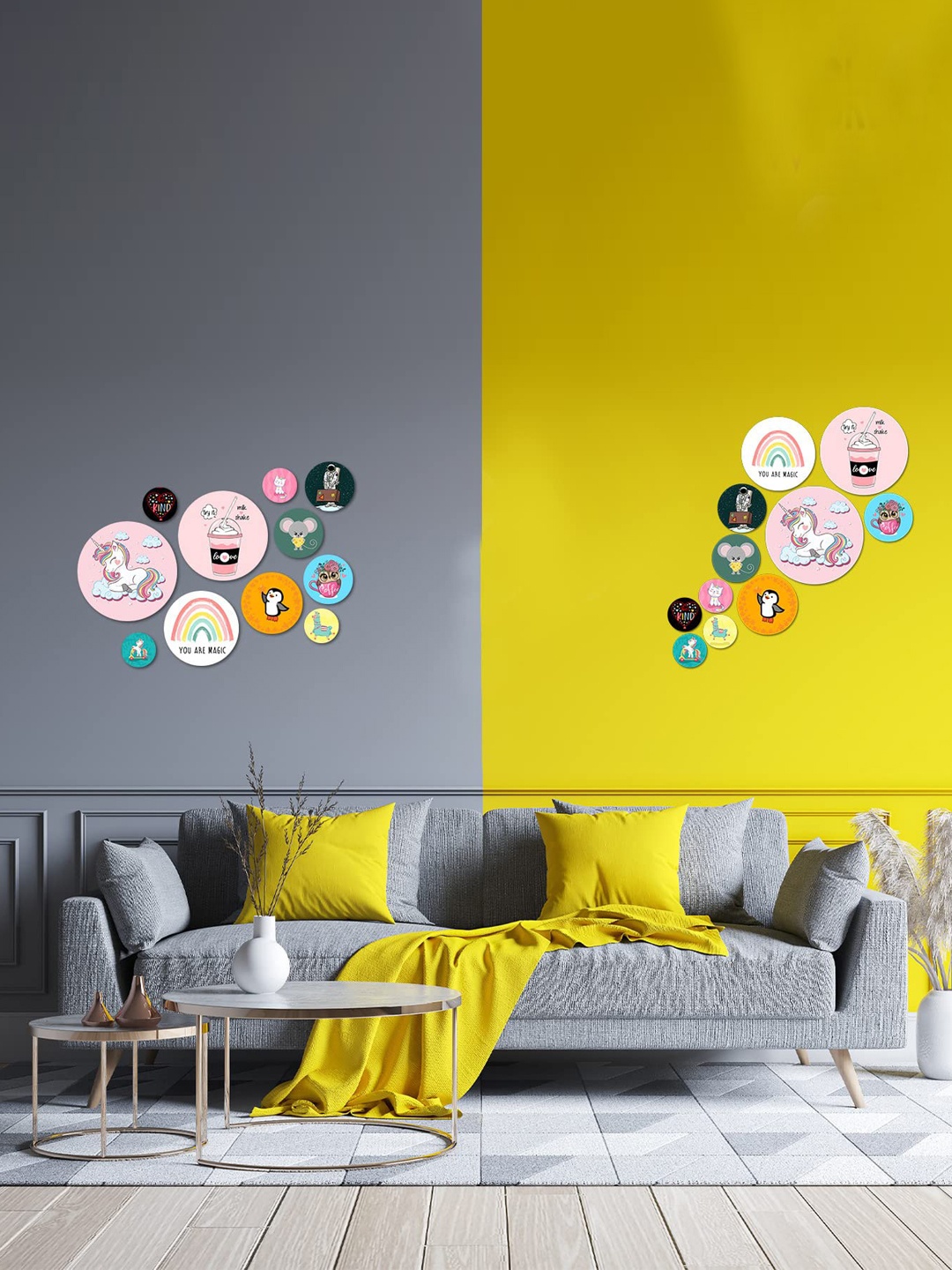 Kastner Pink & Orange 11 Pieces Mind Candy Printed Wood Wall Decor