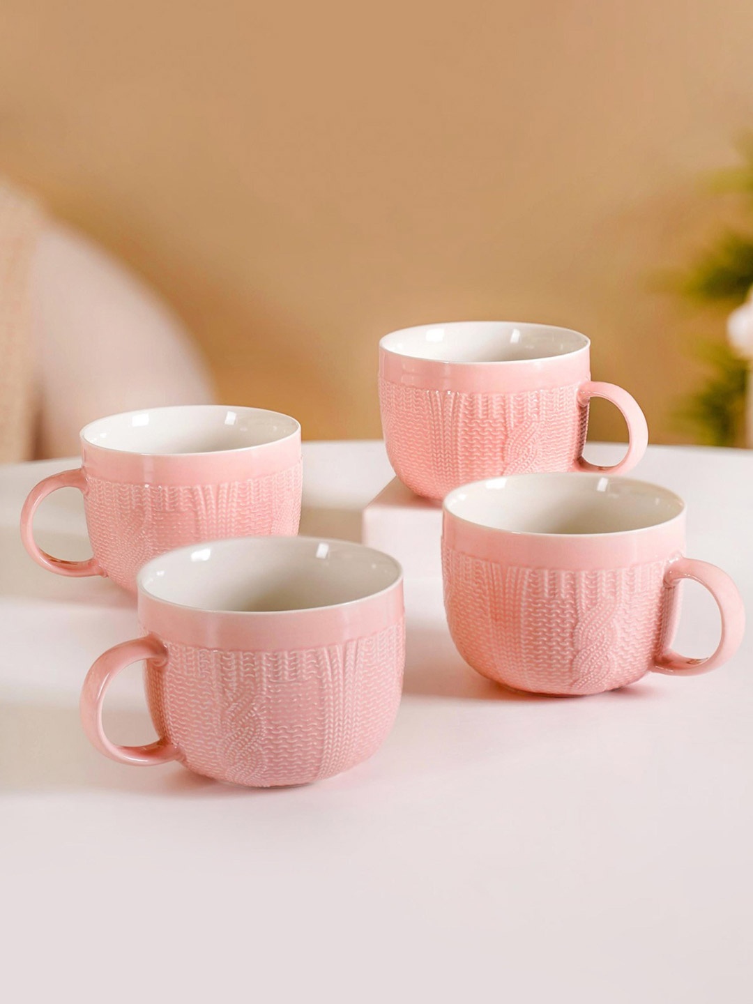 Nestasia Pink & White 4 Pieces Hand Painted Textured Ceramic Glossy Cups and Mugs 490 ml
Nestasia Pink & White 4 Pieces Hand Painted Textured Ceramic Glossy Cups and Mugs 490 ml