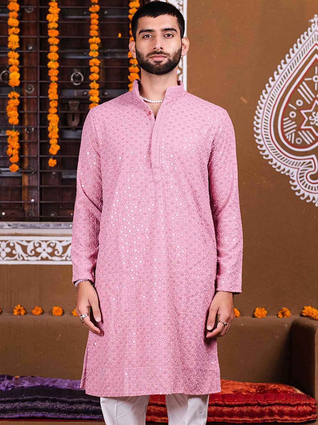 Tistabene Ethnic Motifs Embroidered Mandarin Collar Long Sleeve Sequins Cotton Kurta, Rose
Tistabene Ethnic Motifs Embroidered Mandarin Collar Long Sleeve Sequins Cotton Kurta, Rose
