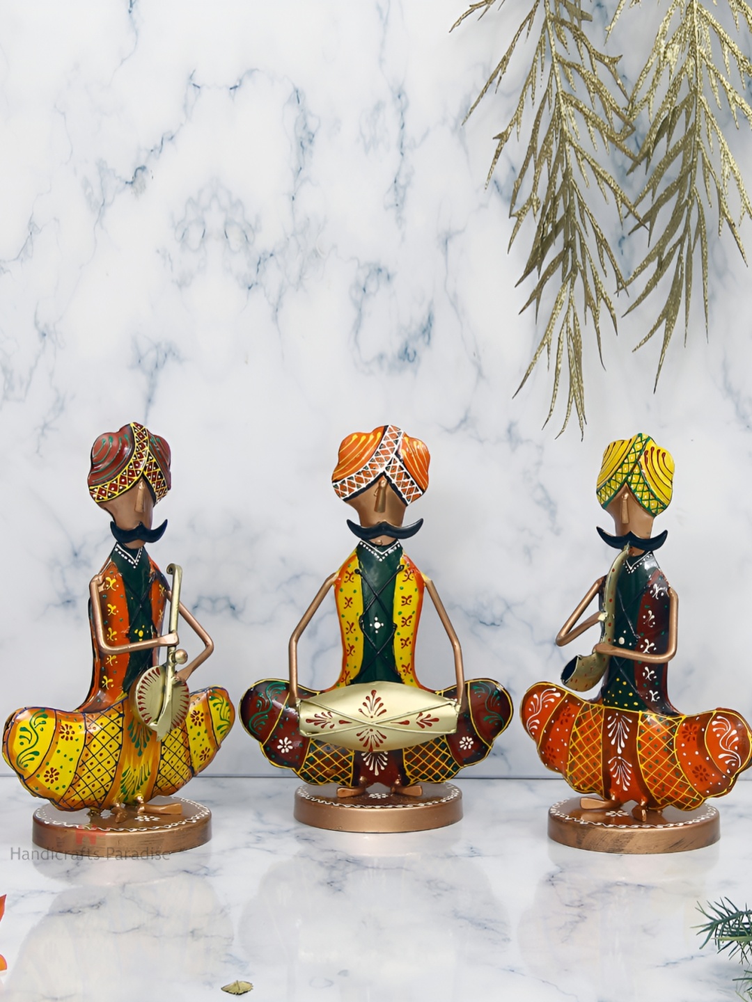 HANDICRAFTS PARADISE Yellow 3 Pieces Rajasthani Musician with Moustaches Showpieces
HANDICRAFTS PARADISE Yellow 3 Pieces Rajasthani Musician with Moustaches Showpieces