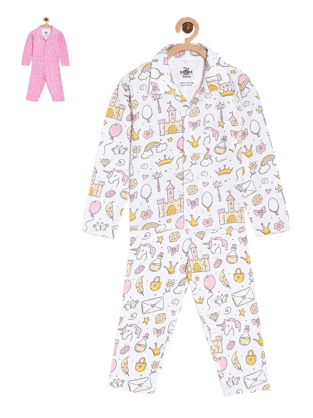 The Mom Store Infant Girls Pack Of 2 Conversational Printed Pure Cotton Night suit, White
The Mom Store Infant Girls Pack Of 2 Conversational Printed Pure Cotton Night suit, White