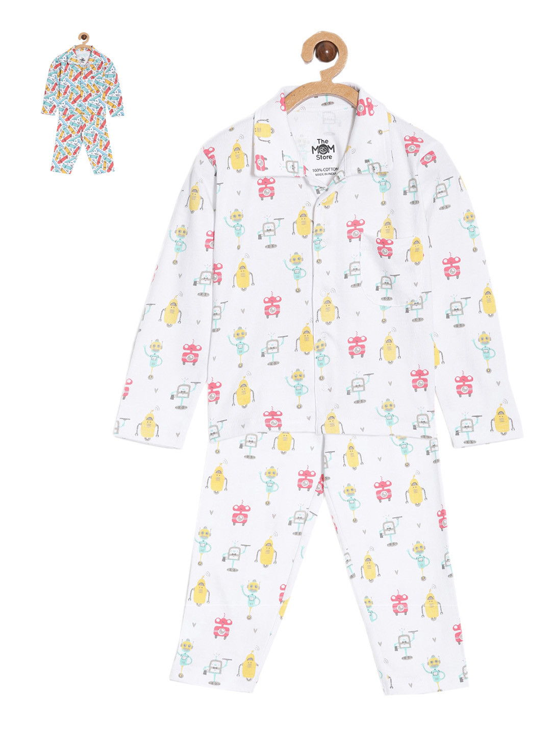 The Mom Store Infant Kids Pack Of 2 Graphic Printed Pure Cotton Night suit, White
The Mom Store Infant Kids Pack Of 2 Graphic Printed Pure Cotton Night suit, White