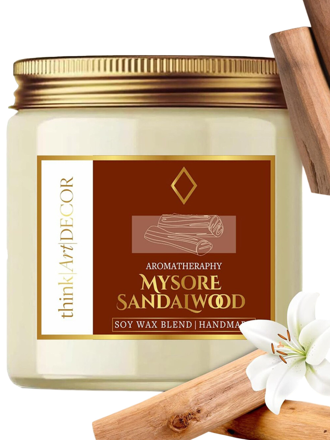 ThinkArtDecor Sandalwood Scented Jar Candle, Maroon
ThinkArtDecor Sandalwood Scented Jar Candle, Maroon