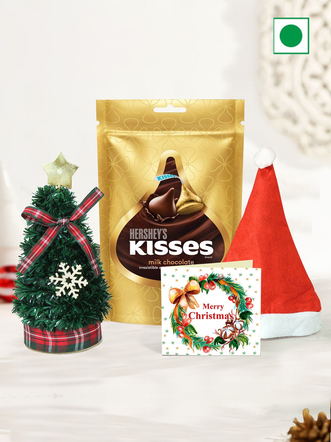TIED RIBBONS Christmas Chocolate Gift Pack With Small Table Tree Cap & Greeting Card, Green
TIED RIBBONS Christmas Chocolate Gift Pack With Small Table Tree Cap & Greeting Card, Green