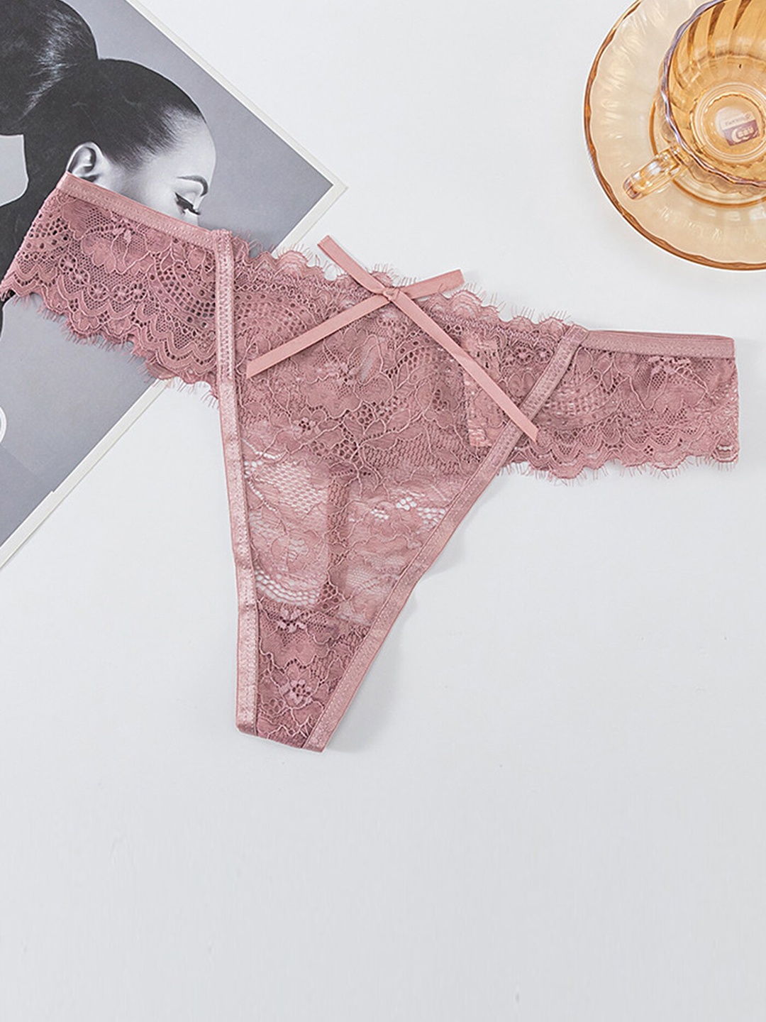 LULU & SKY Self-Design Thongs Briefs, Pink