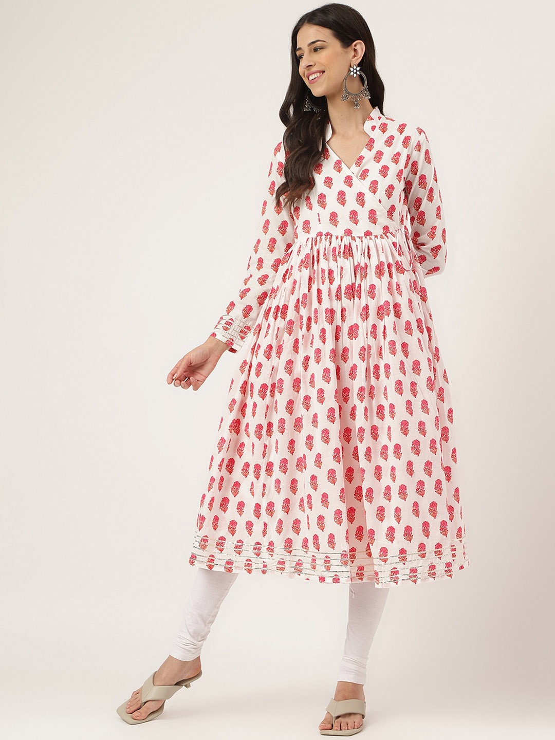 KALINI Ethnic Motifs Printed V-Neck Gotta Patti Cotton Angrakha Anarkali Kurta, White
KALINI Ethnic Motifs Printed V-Neck Gotta Patti Cotton Angrakha Anarkali Kurta, White