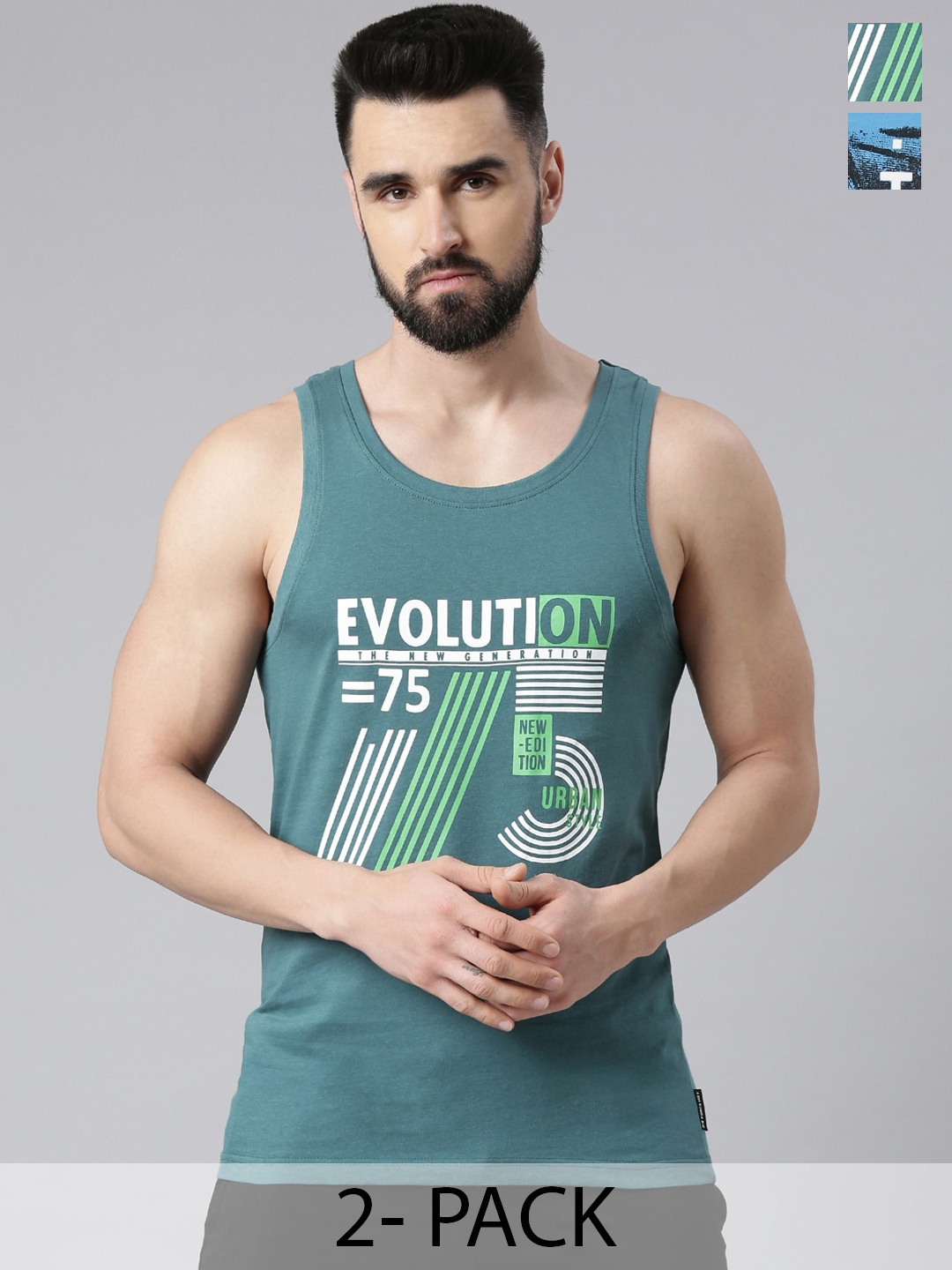 Force NXT Pack Of 2 Printed Pure Cotton Innerwear Vests MNAL-431-PO2-PCGRN-SKDR, Blue
Force NXT Pack Of 2 Printed Pure Cotton Innerwear Vests MNAL-431-PO2-PCGRN-SKDR, Blue