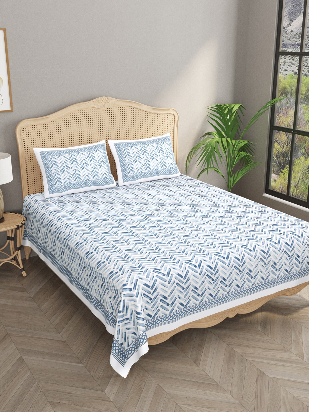 Gulaab Jaipur Blue Abstract Egyptian Cotton 600 TC King Bedsheet with 2 Pillow Covers
Gulaab Jaipur Blue Abstract Egyptian Cotton 600 TC King Bedsheet with 2 Pillow Covers