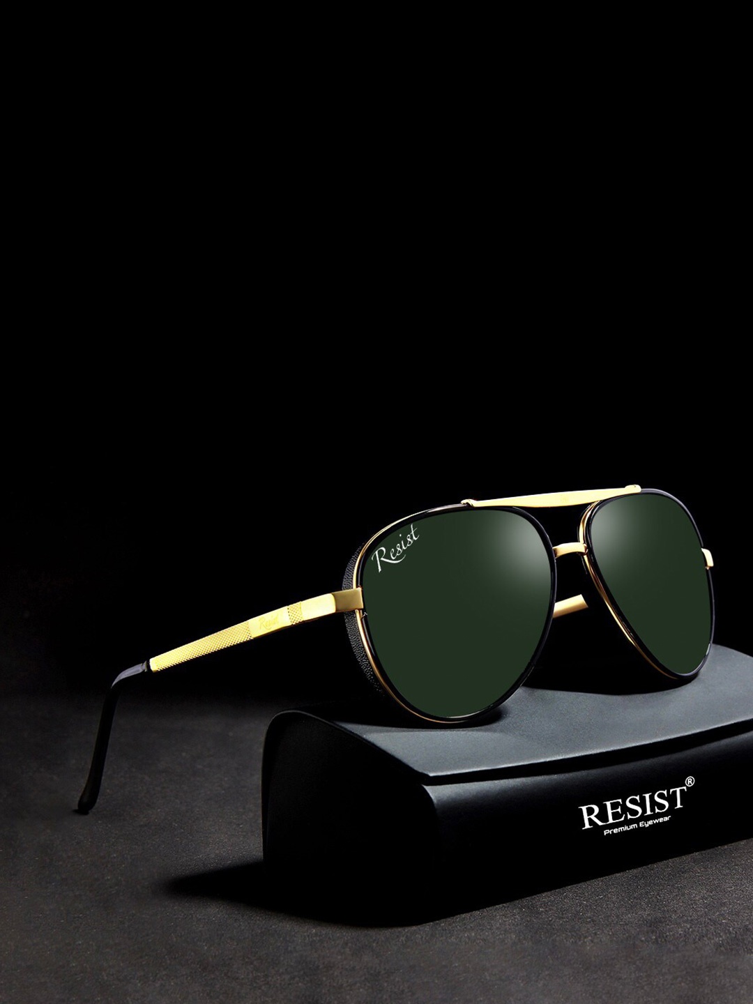 RESIST EYEWEAR Unisex Green Lens & Gold-Toned Aviator Sunglasses with UV Protected Lens
RESIST EYEWEAR Unisex Green Lens & Gold-Toned Aviator Sunglasses with UV Protected Lens