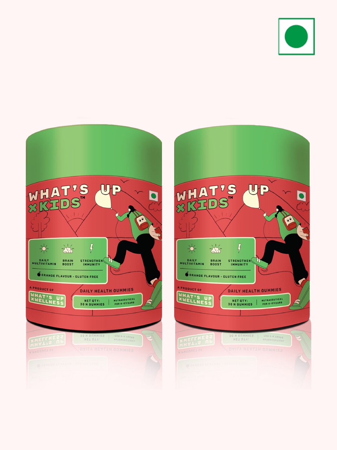 What's Up Wellness Kids Set of 2 Daily Health Gummies - Orange - 30 Gummies Each, Red
What's Up Wellness Kids Set of 2 Daily Health Gummies - Orange - 30 Gummies Each, Red