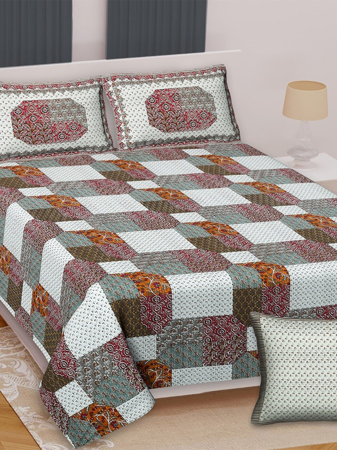 Texstylers Pink & Green Floral Cotton 210 TC Queen Bedsheet with 2 Pillow Covers, White
Texstylers Pink & Green Floral Cotton 210 TC Queen Bedsheet with 2 Pillow Covers, White
