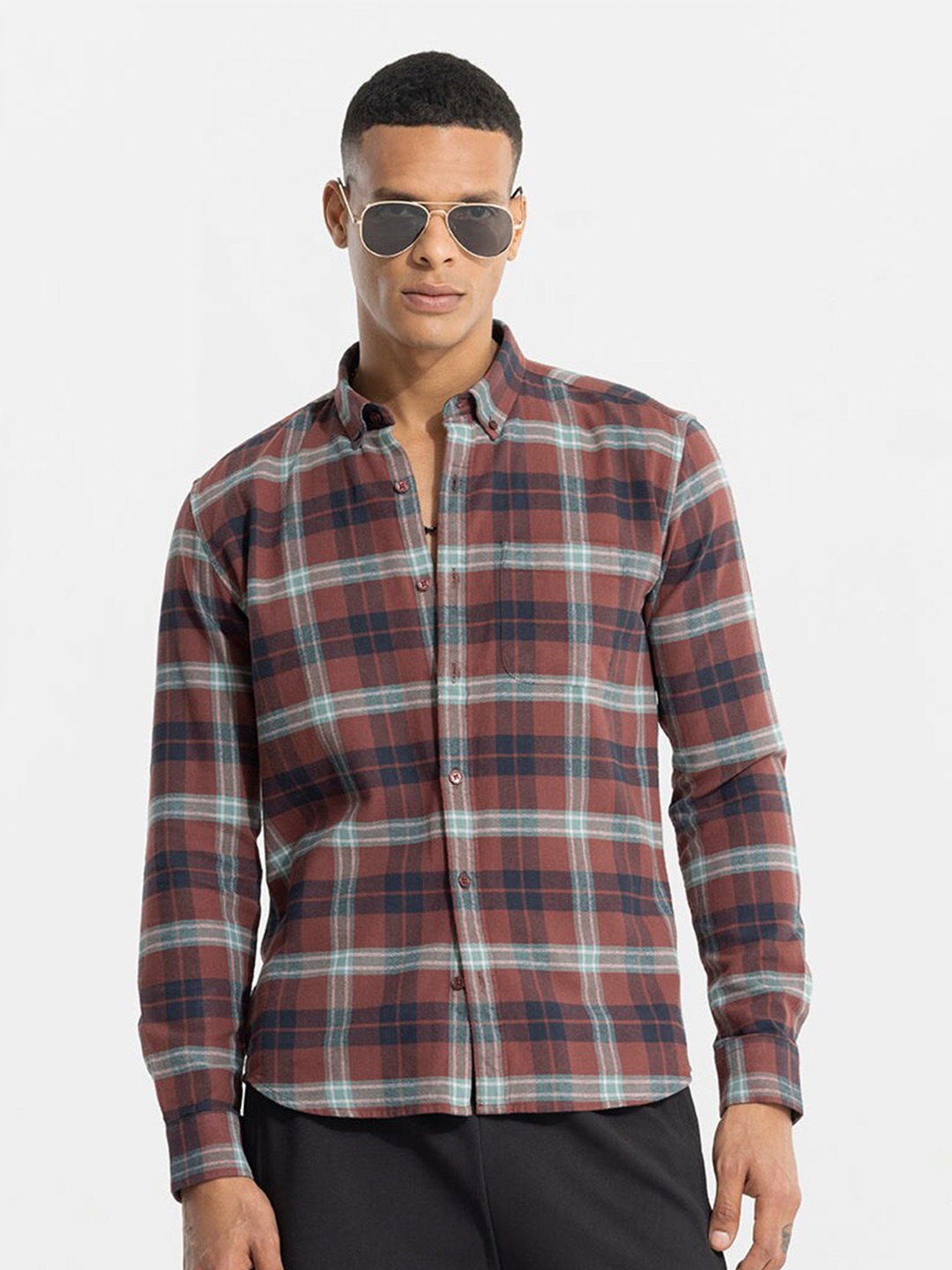 Snitch Brown Classic Slim Fit Tartan Checked Button-Down Collar Pure Cotton Casual Shirt
Snitch Brown Classic Slim Fit Tartan Checked Button-Down Collar Pure Cotton Casual Shirt
