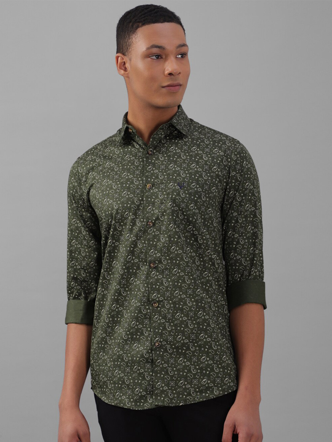 Allen Solly Ethnic Motif Slim Fit Printed Pure Cotton Casual Shirt, Green 
Allen Solly Ethnic Motif Slim Fit Printed Pure Cotton Casual Shirt, Green