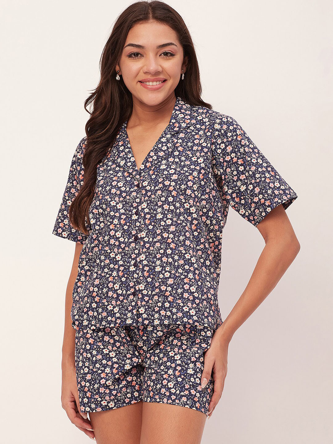 Moomaya Floral Printed Lapel Collar Pure Cotton Shirt & Shorts, Blue
Moomaya Floral Printed Lapel Collar Pure Cotton Shirt & Shorts, Blue