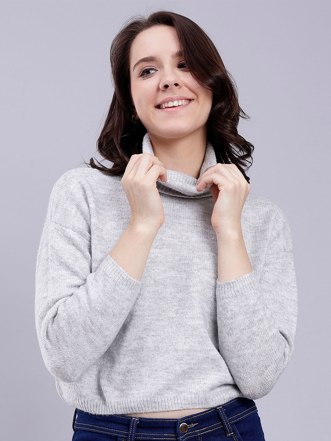 Malachi Turtle Neck Long Sleeves Acrylic Pullover, Grey