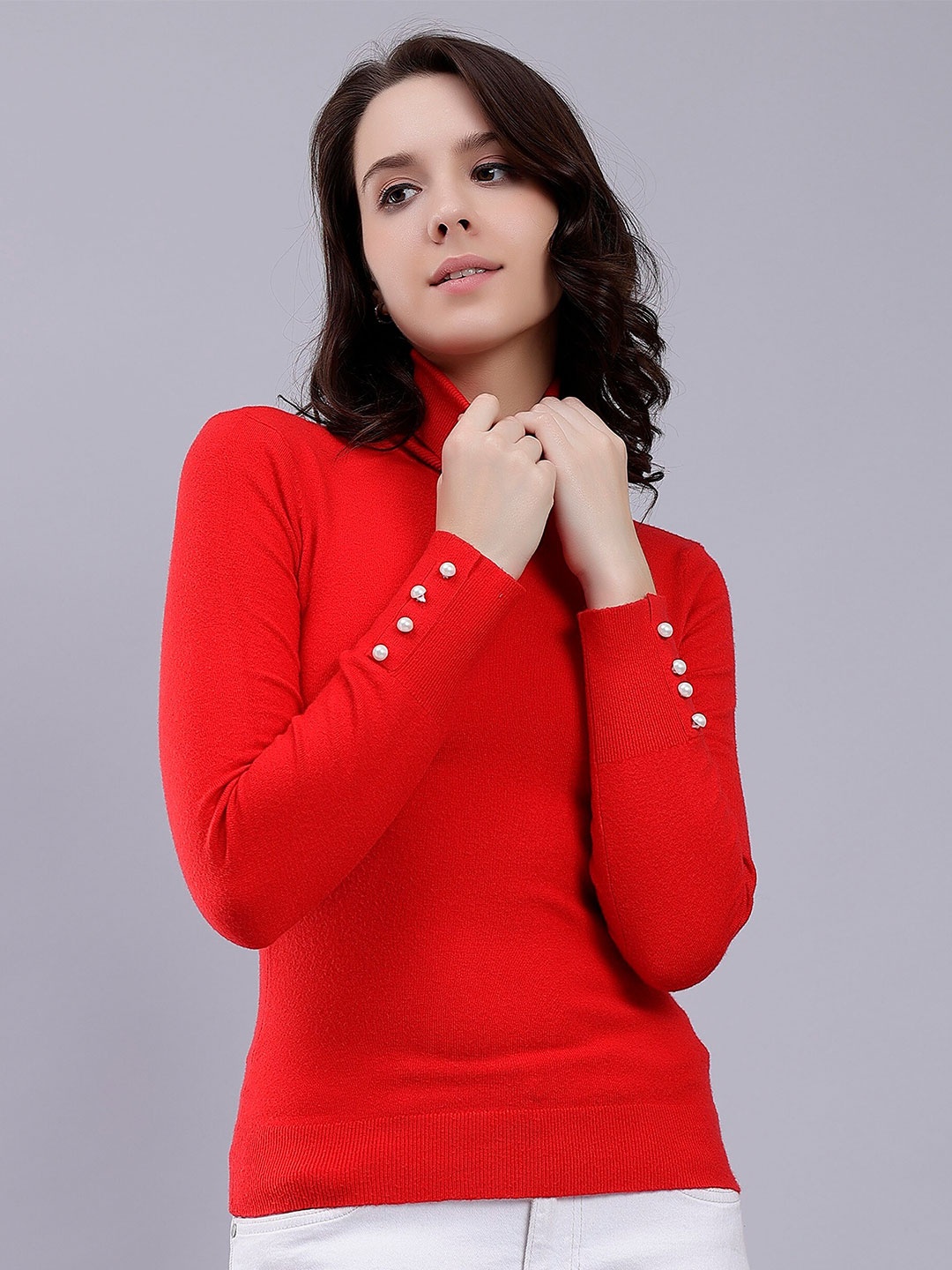 Malachi Turtle Neck Pullover Sweater, Red