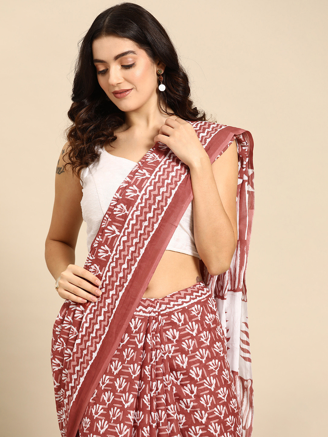 HERE&NOW Ethnic Motifs Pure Cotton Saree, Brown
HERE&NOW Ethnic Motifs Pure Cotton Saree, Brown