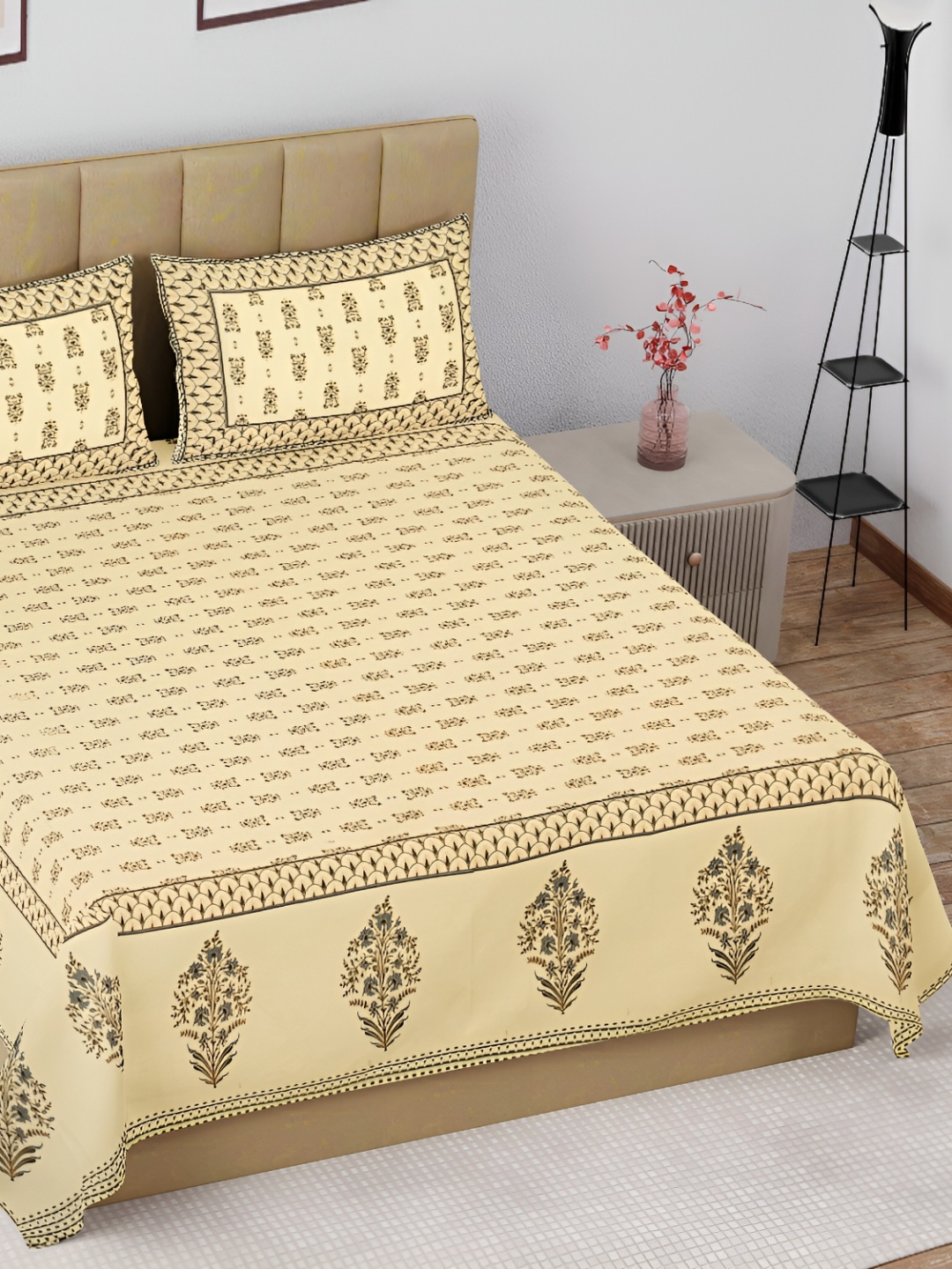 The Craft Monk Beige & Grey Ethnic Motifs Cotton 180 TC King Bedsheet with 2 Pillow Covers
The Craft Monk Beige & Grey Ethnic Motifs Cotton 180 TC King Bedsheet with 2 Pillow Covers