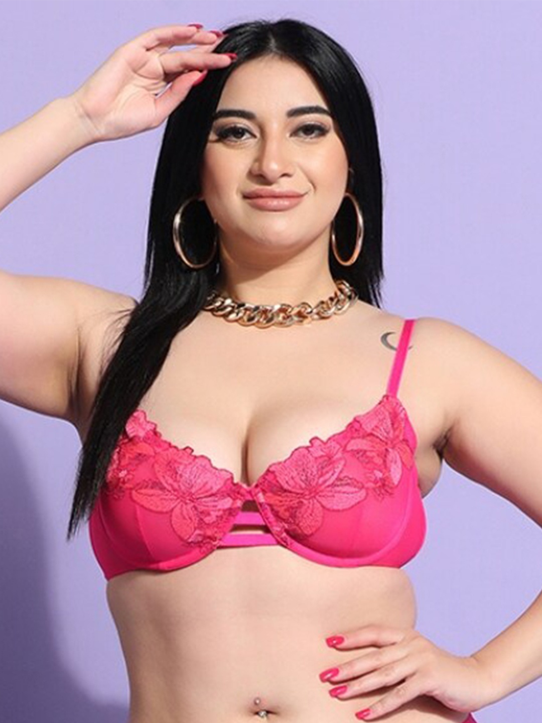 Curvy Love Embroidered Half Coverage Underwired Balconette Bra With All Day Comfort, Pink
Curvy Love Embroidered Half Coverage Underwired Balconette Bra With All Day Comfort, Pink